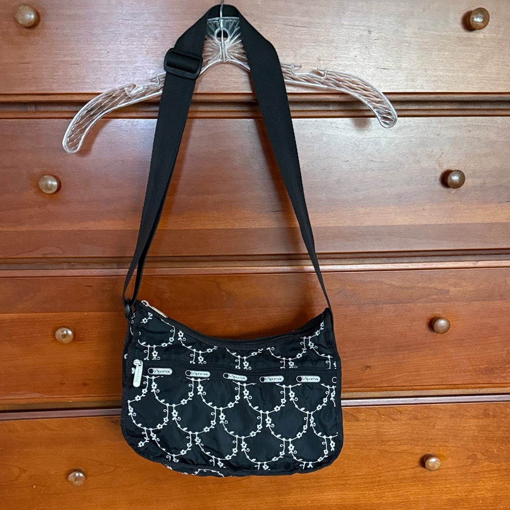Black and White Patterned LeSportsac Crossbody Bag